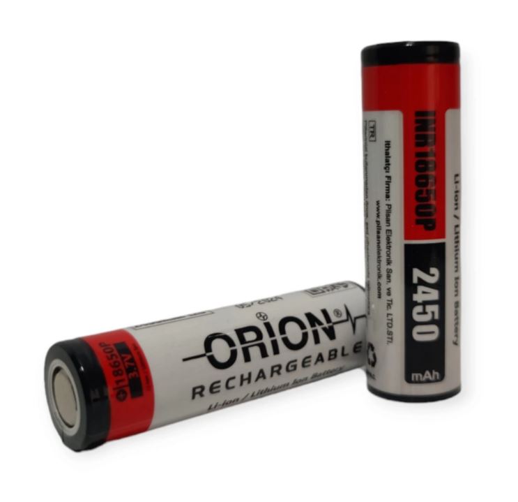 Orion 18650P Li-ion Pil 3.7V 2450mAh 12C Şarj Edilebilir Li-ion Pil