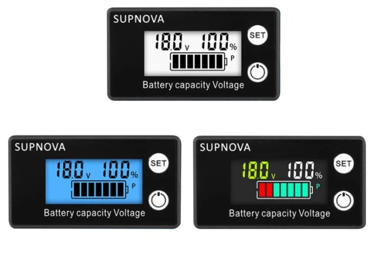 8V-100V LCD Dijital Pil Kapasite ve Voltaj Göstergesi ön görünümü